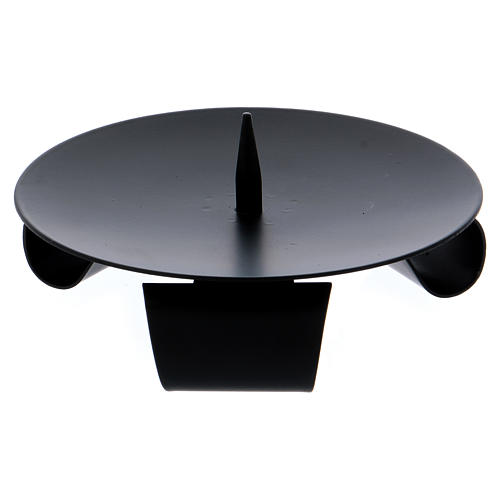 Modern candle holder in black iron with jag 2