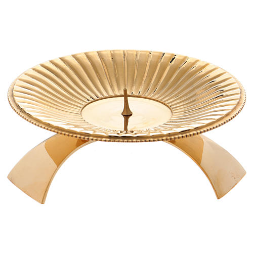 Decorated candle holder with tripod in gold-plated brass 1