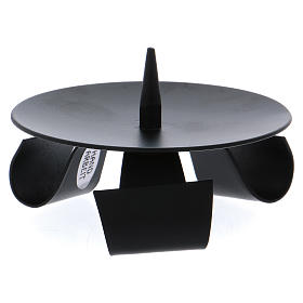 Modern-style tripod candle holder with jag in black iron