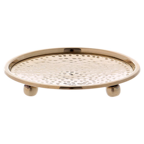 Hammered candle holder plate in gold-plated jag 10 cm 1
