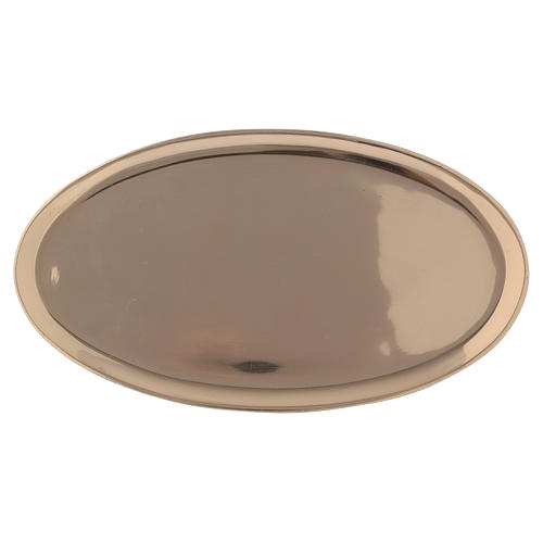 Assiette bougeoir ovale laiton brillant effet miroir 20x11 cm 1