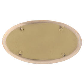 Piattino portacandela ovale ottone lucido a specchio 20x11 cm