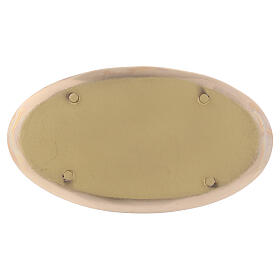 Oval candle holder plate in mirror effect polished brass 8x4 1/4 in