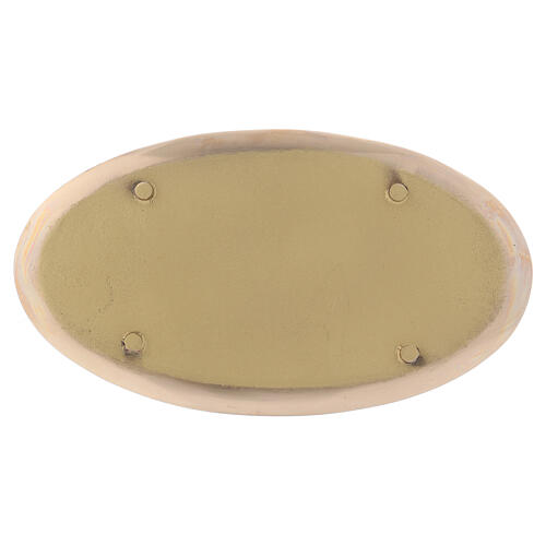 Oval candle holder plate in mirror effect polished brass 8x4 1/4 in 2
