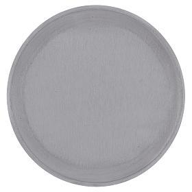 Round candle holder plate in satinised silver-plated aluminium 15 cm