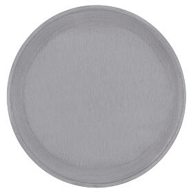 Round candle holder plate in silver-plated aluminium satin finish 6 in