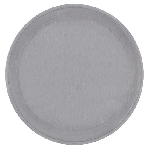 Round candle holder plate in silver-plated aluminium satin finish 6 in 1