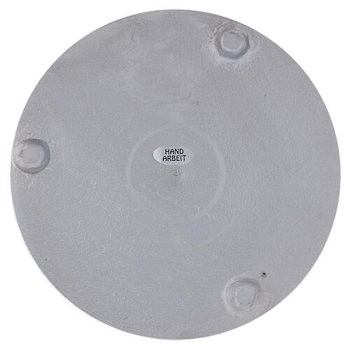 Round candle holder plate in silver-plated aluminium satin finish 6 in 2