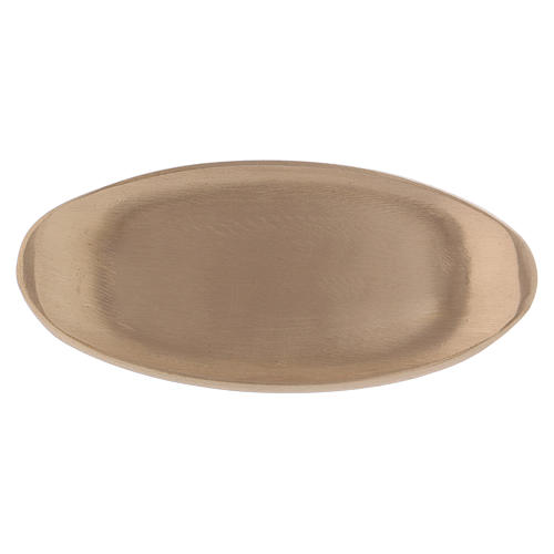 Oval candle holder plate in matt gold-plated brass 13x5 cm 1