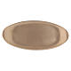 Oval candle holder plate matte gold plated brass 4 3/4x2 in s1