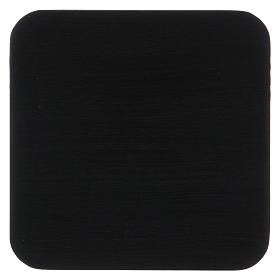 Square candle holder plate in striped black aluminium 10 cm