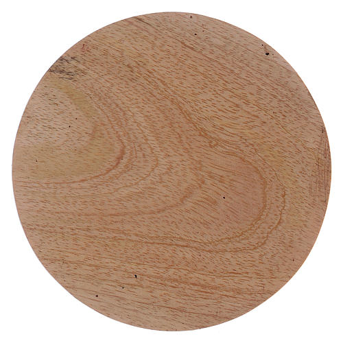 Round candle holder plate in wood 10 cm 1