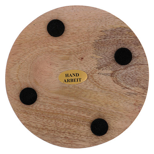 Round candle holder plate in wood 10 cm 2