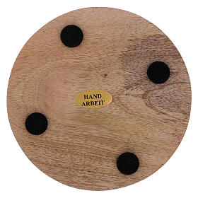 Round candle holder plate in wood 4 in