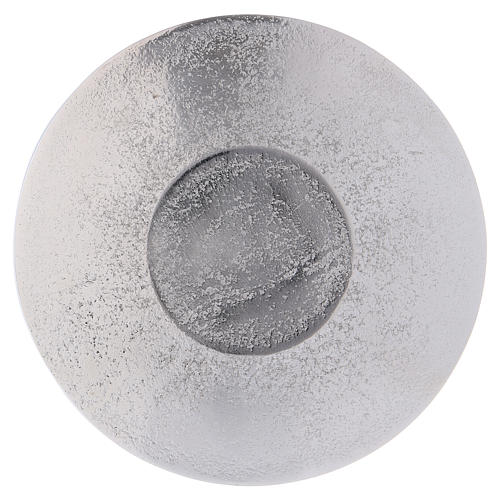 Candle holder plate in honeycombed silver-plated aluminium 12 cm 2