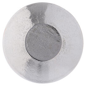 Kerzenteller aus versilbertem optischem Aluminium mit Blattdekoration, 9 cm