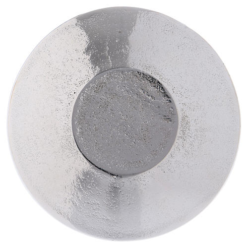 Candle holder plate in optical silver-plated aluminium with leaves 9 cm 2