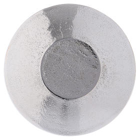 Assiette porte-bougie décoration feuilles aluminium argent optique 9 cm