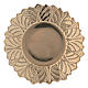 Candle holder plate in gold-plated brass with leaves 4 cm s1