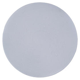 Round candle holder plate in white aluminium 14 cm