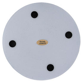 Round candle holder plate in white aluminium 14 cm