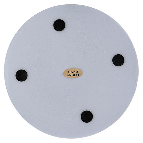 Round candle holder plate in white aluminium 14 cm 2