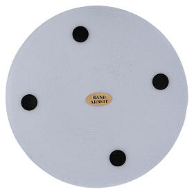 Round candle holder plate in white aluminium 5 1/2 in