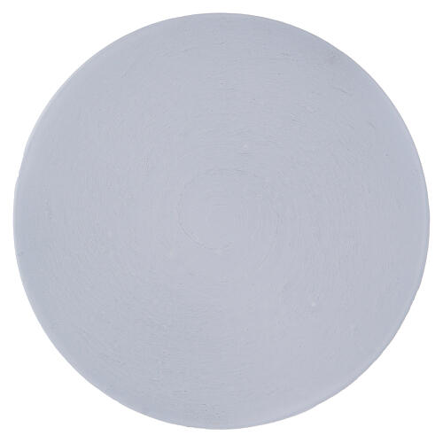 Round candle holder plate in white aluminium 5 1/2 in 1