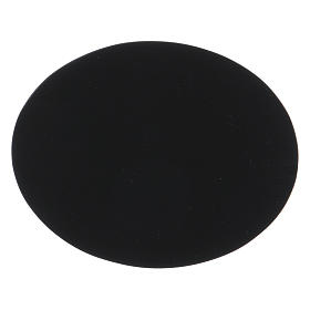 Oval candle holder plate in black aluminium 10x8 cm