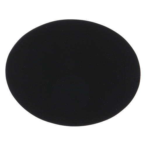 Oval candle holder plate in black aluminium 10x8 cm 1