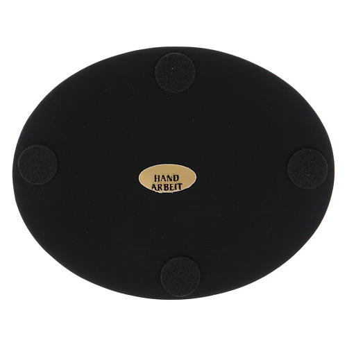 Oval candle holder plate in black aluminium 10x8 cm 2