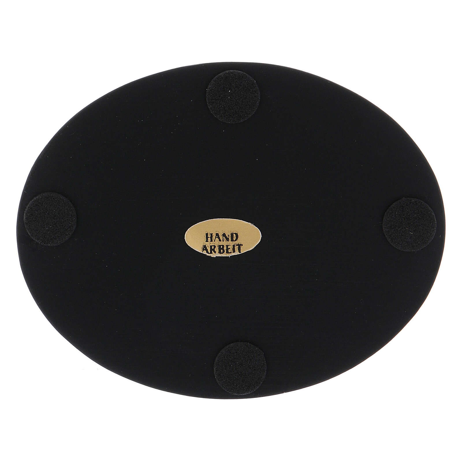 Oval candle holder plate in black aluminium 4x3 in online sales on