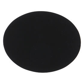 Oval candle holder plate in black aluminium 4x3 in