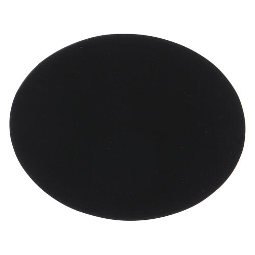 Oval candle holder plate in black aluminium 4x3 in 1