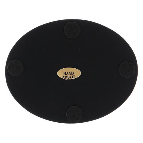 Oval candle holder plate in black aluminium 4x3 in 2