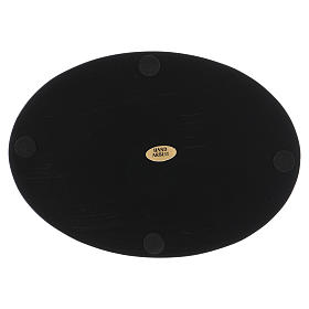 Oval candle holder plate in black aluminium 17x12 cm