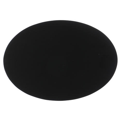 Oval candle holder plate in black aluminium 17x12 cm 1