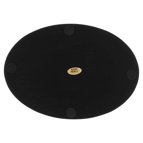 Oval candle holder plate in black aluminium 17x12 cm 2