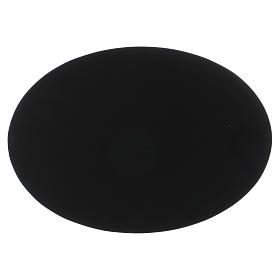 Assiette porte-bougie ovale aluminium noir 17x12 cm