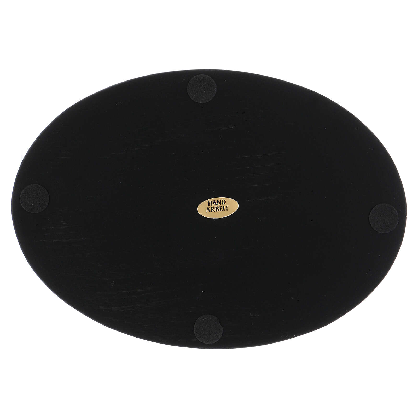 Oval candle holder plate in black aluminium 6 3/4x4 3/4 in online