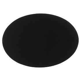 Oval candle holder plate in black aluminium 6 3/4x4 3/4 in