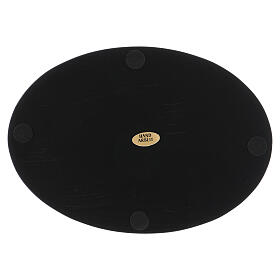 Oval candle holder plate in black aluminium 6 3/4x4 3/4 in