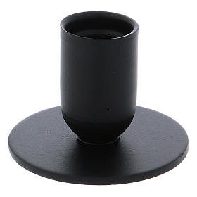 Tube-shaped candle holder in black iron 2.5 cm