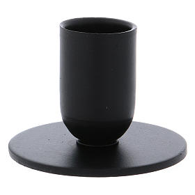 Tube-shaped candle holder in black iron 2.5 cm