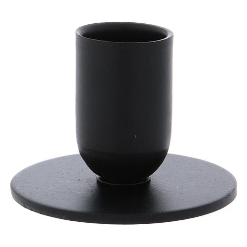 Tube-shaped candle holder in black iron 2.5 cm 2