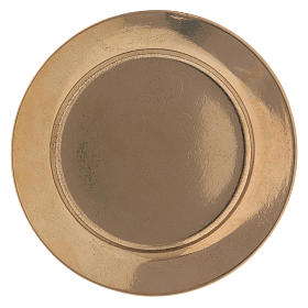 Simple candle holder plate in gold-plated brass 7 cm