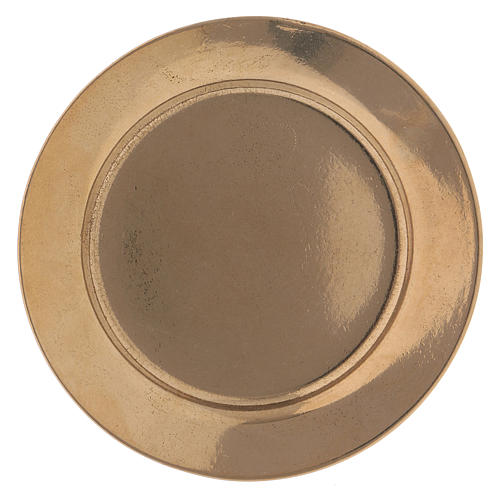 Simple candle holder plate in gold-plated brass 7 cm 1