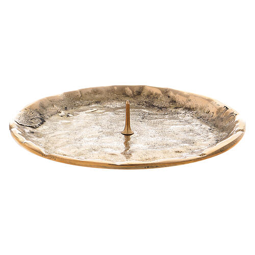 Candle holder plate with spike 2 3/4 in gold plated brass 1