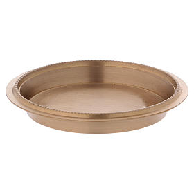 Candle holder plate with decorated raised edge in pearly gold-plated brass 8 cm