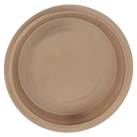 Piattino portacandela bordo rialzato decorato ottone dorato perlato 8 cm